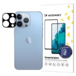 Folie de protectie Camera spate WZK pentru Apple iPhone 15 Pro, Sticla Securizata, Full Glue, Neagra