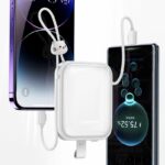 Baterie Externa Joyroom Cu cablu USB-C Si Lightning, 10000mAh 22.5W, Alba - imagine 12