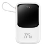 Baterie Externa Baseus 10000mAh Cablu Built-in USB Type-C 22.5W QC, SCP, AFC, FCP, Alba