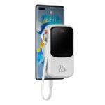 Baterie Externa Baseus 10000mAh Cablu Built-in USB Type-C 22.5W QC, SCP, AFC, FCP, Alba - imagine 3