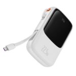 Baterie Externa Baseus 10000mAh Cablu Built-in USB Type-C 22.5W QC, SCP, AFC, FCP, Alba - imagine 5
