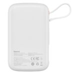Baterie Externa Baseus 10000mAh Cablu Built-in USB Type-C 22.5W QC, SCP, AFC, FCP, Alba - imagine 6