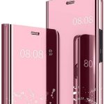 Husa Flip Clear View Roz Pentru Huawei P40 Lite