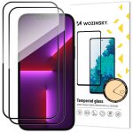 Folie de protectie Ecran WZK pentru Apple iPhone 14 Pro Max, Sticla Securizata, Full Glue, Set 2 bucati, Neagra