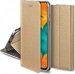 Husa Flip Insertie Aluminiu Gold Pentru Huawei P40 Lite E