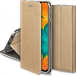 Husa Flip Insertie Aluminiu Gold Pentru Huawei P40 Lite E